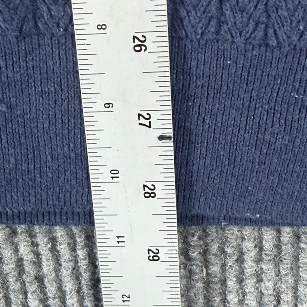 Jos. A. Bank Reserve Mens XL Blue Cotton Cashmere V-Neck Cable Knit Sweater